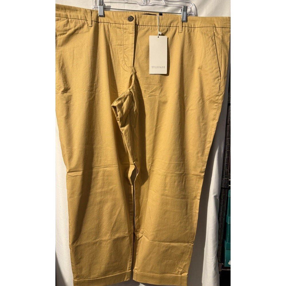 Wildfang The Essential Trouser Camel Cuffed Pants 22W NWT Cotton Stretch